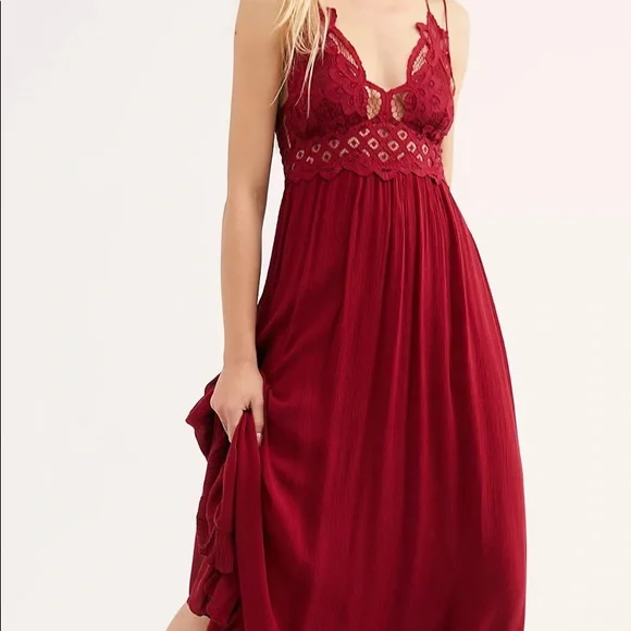 Free People Adella Slip (Dark Red) Women's Dress
